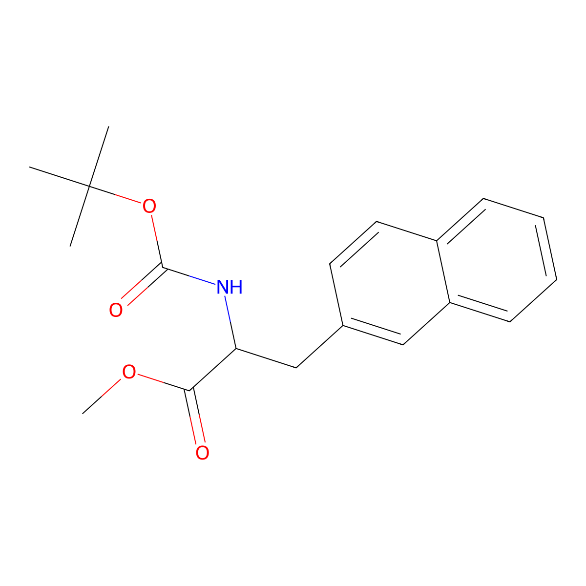 (R)-Methyl 2-((tert-butoxycarbonyl)amino)-3-(naphthalen-2-yl)propanoate molecular structure, CAS 123795-41-5