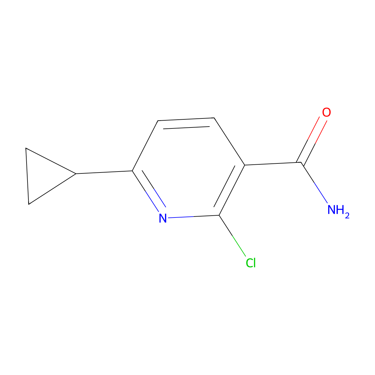 2-Chloro-6-cyclopropyl-pyridine-3-carboxamide molecular structure, CAS 1237954-57-2