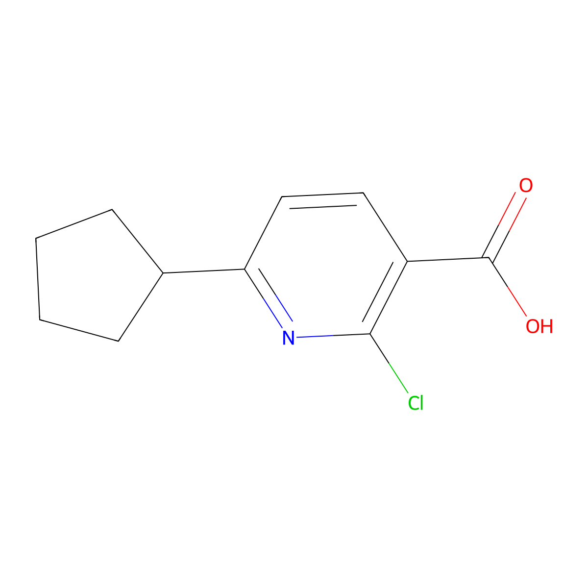 2-Chloro-6-cyclopentylpyridine-3-carboxylic acid molecular structure, CAS 1237975-83-5