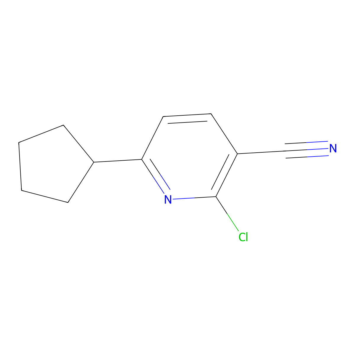 2-Chloro-6-cyclopentylnicotinonitrile molecular structure, CAS 1237977-52-4