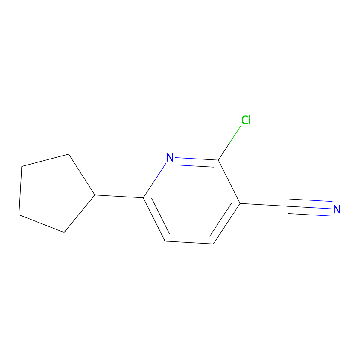 2-Chloro-6-cyclopentylnicotinonitrile molecular structure, CAS 1237977-52-4