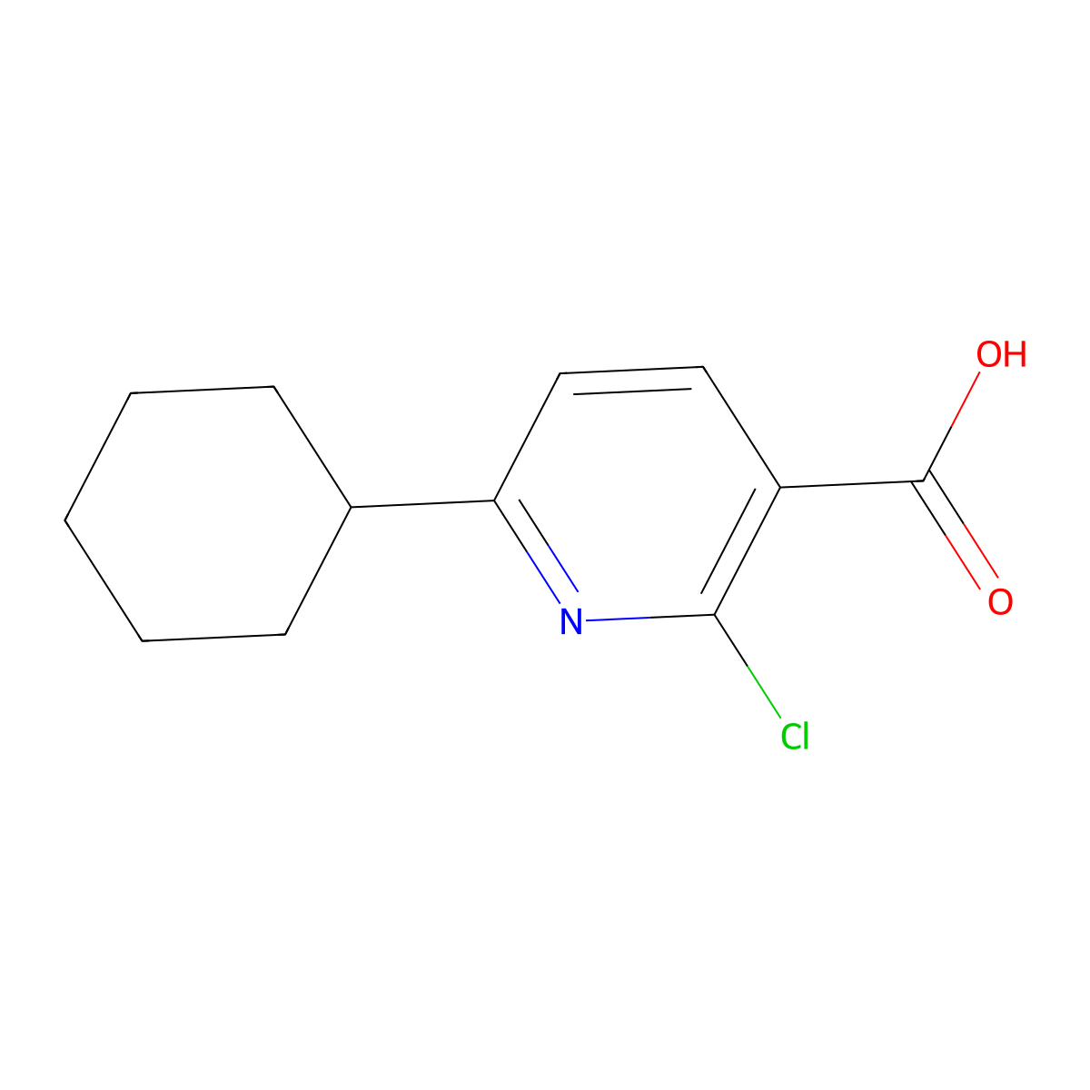 2-Chloro-6-cyclohexylpyridine-3-carboxylic acid molecular structure, CAS 1237978-50-5