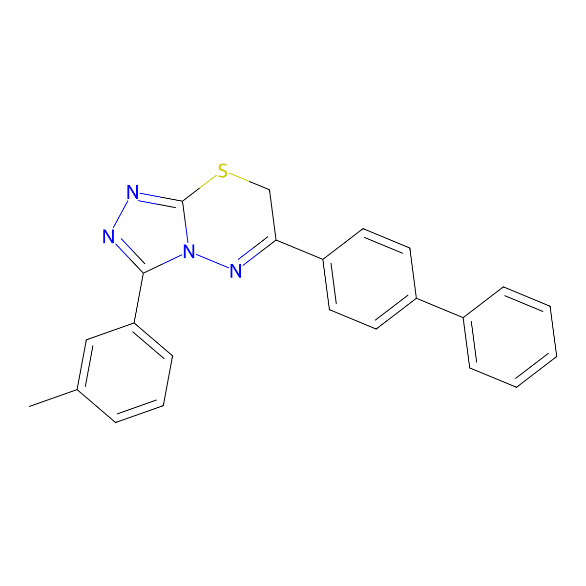 3-(3-methylphenyl)-6-(4-phenylphenyl)-7H-[1,2,4]triazolo[3,4-b][1,3,4]thiadiazine molecular structure, CAS 123799-39-3