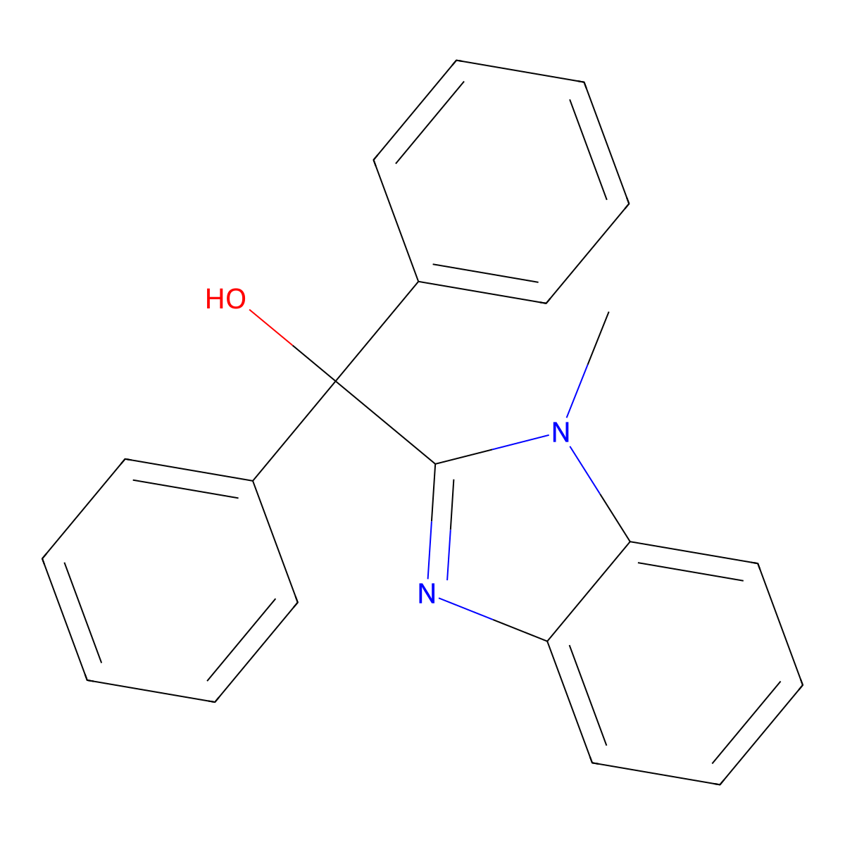 (1-methyl-1H-benzimidazol-2-yl)(diphenyl)methanol molecular structure, CAS 1238-45-5