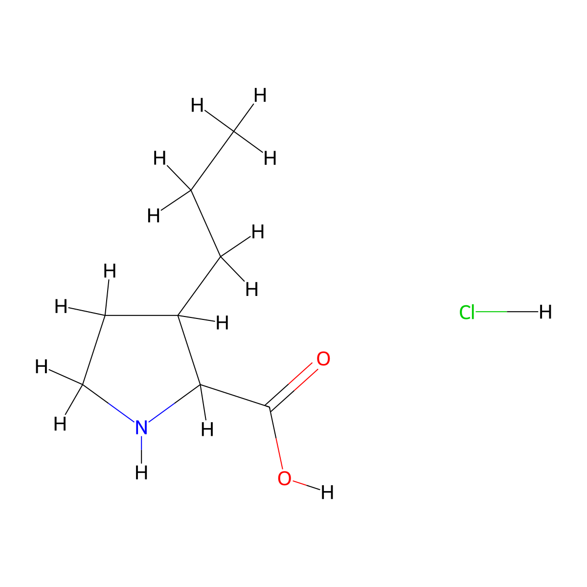 3-Propylpyrrolidine-2-carboxylic acid hydrochloride molecular structure, CAS 123807-04-5