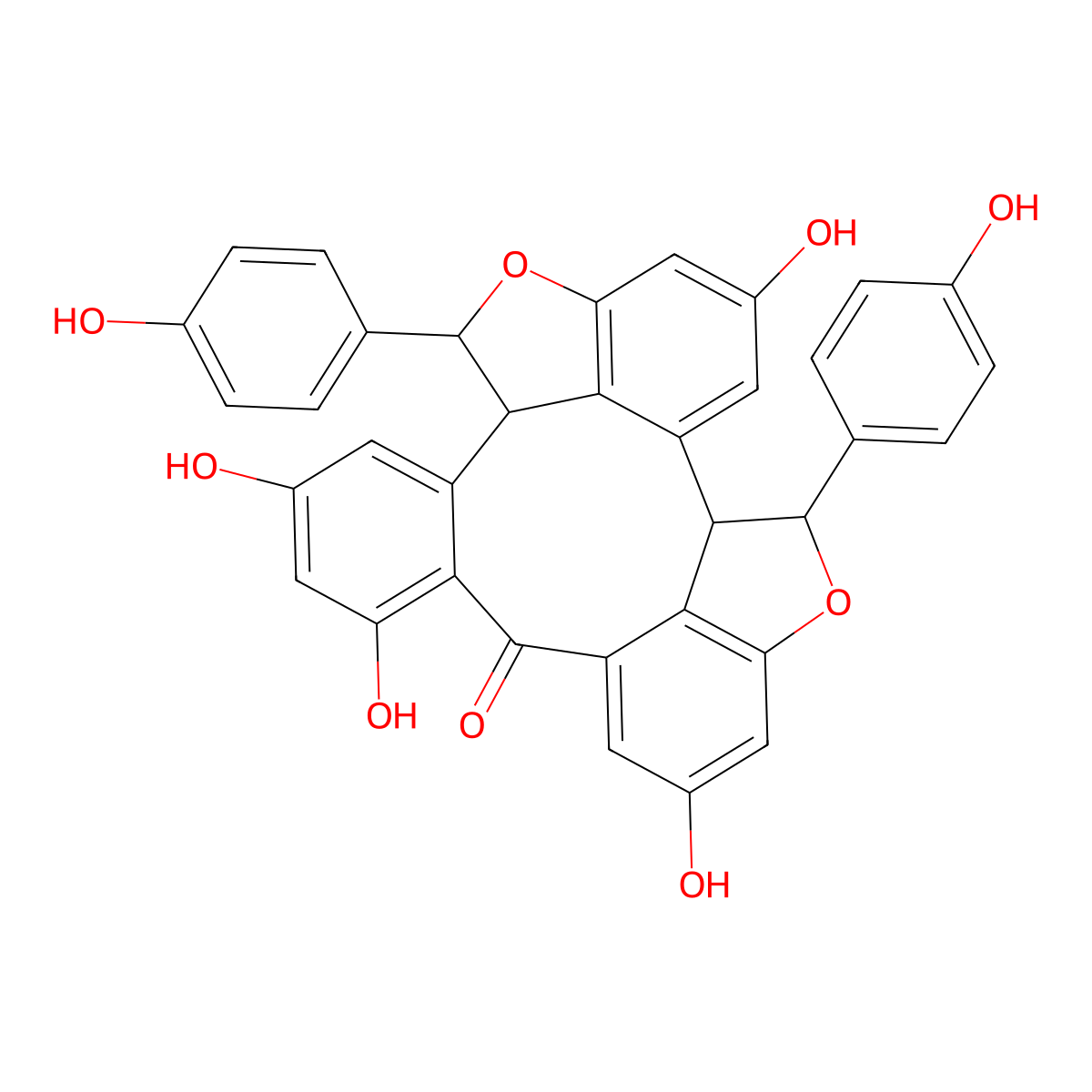 7,12,14,22-Tetrahydroxy-3,18-bis(4-hydroxyphenyl)-4,19-dioxahexacyclo[15.6.1.12,5.011,16.020,24.09,25]pentacosa-1(24),5,7,9(25),11(16),12,14,20,22-nonaen-10-one molecular structure, CAS 1238083-45-8