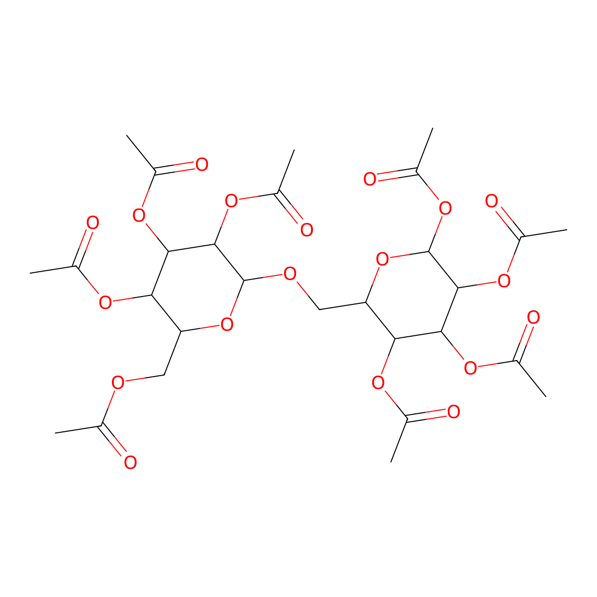 Acetyl 6-O-(2,3,4,6-Tetra-O-acetyl-alpha-D-mannopyranosyl)-2,3,4-tri-O-acetyl-D-mannopyrannose molecular structure, CAS 123809-60-9