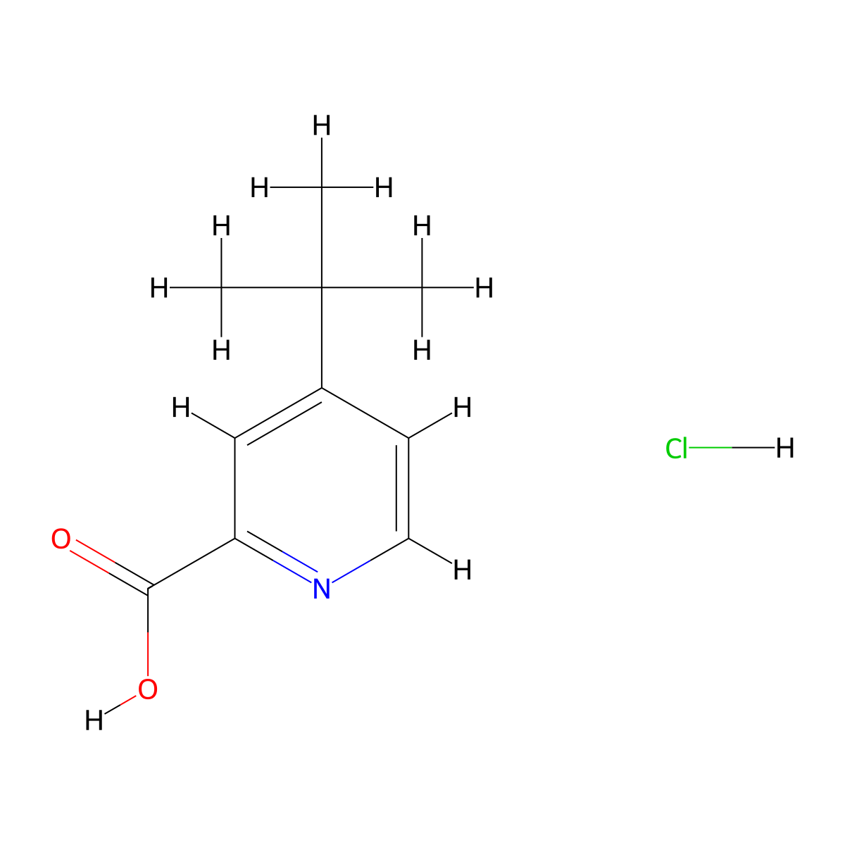 4-Tert-butylpyridine-2-carboxylic acid hydrochloride molecular structure, CAS 123811-75-6
