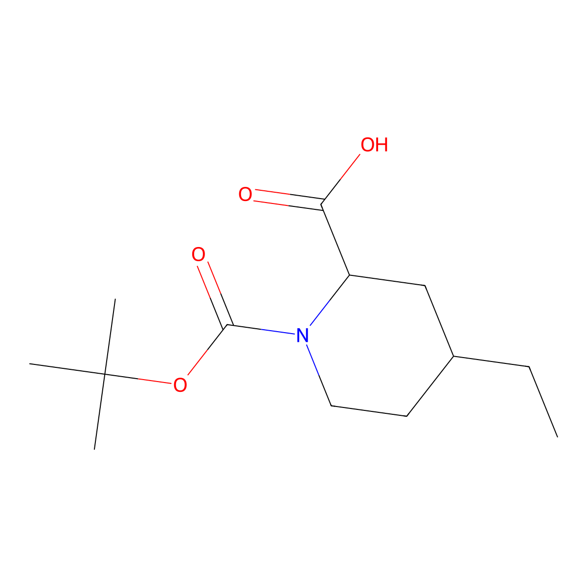 4-Ethyl-piperidine-1,2-dicarboxylic acid 1-tert-butyl ester molecular structure, CAS 123811-84-7