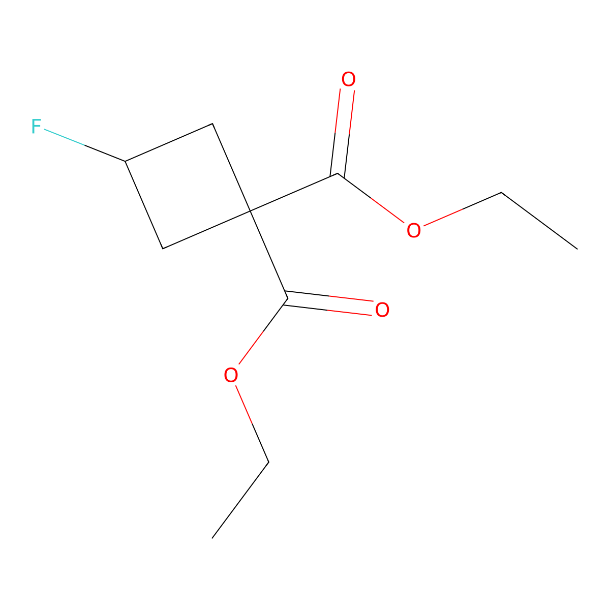 Diethyl 3-fluorocyclobutane-1,1-dicarboxylate molecular structure, CAS 123812-76-0
