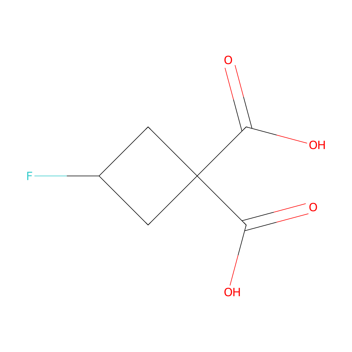 3-Fluorocyclobutane-1,1-dicarboxylic acid molecular structure, CAS 123812-77-1