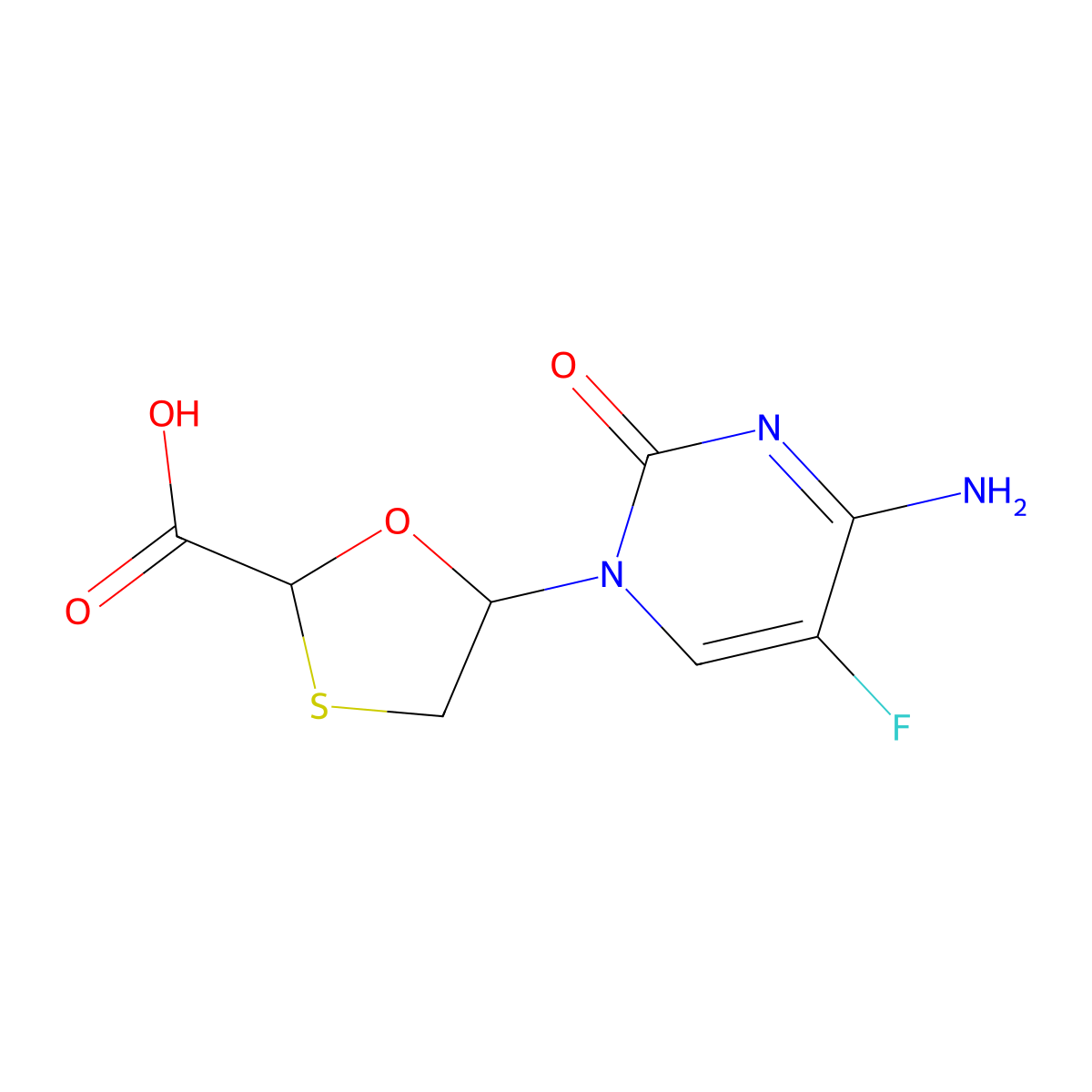 Emtricitabine carboxylic acid molecular structure, CAS 1238210-10-0