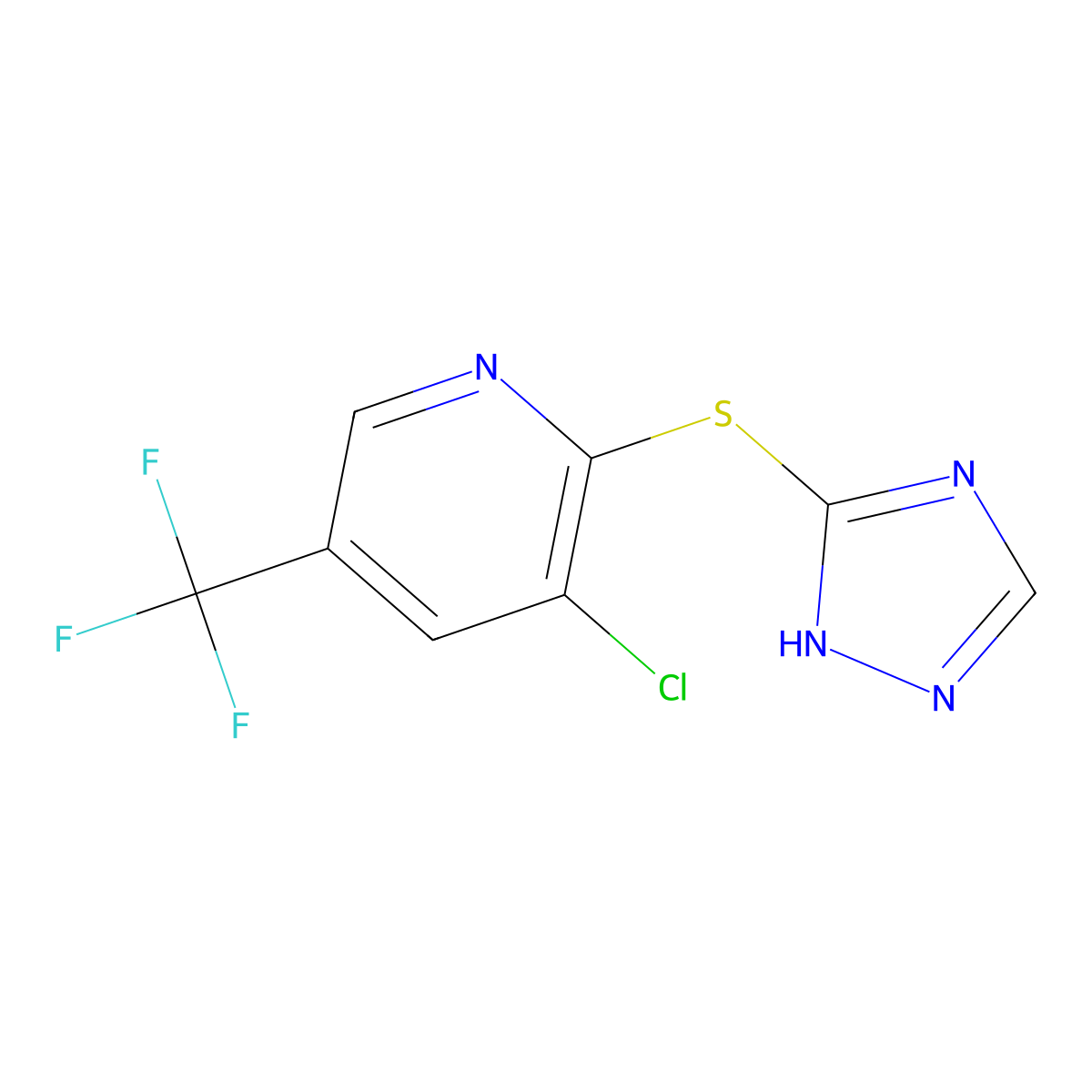 3-chloro-2-(1H-1,2,4-triazol-3-ylsulfanyl)-5-(trifluoromethyl)pyridine molecular structure, CAS 123822-41-3