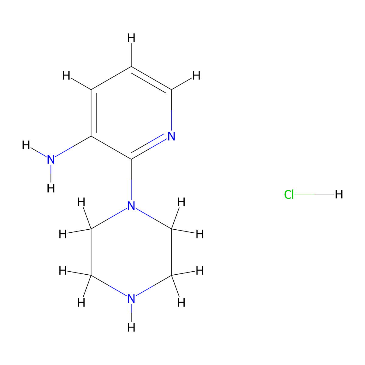 2-(Piperazin-1-yl)pyridin-3-amine hydrochloride molecular structure, CAS 1238226-68-0