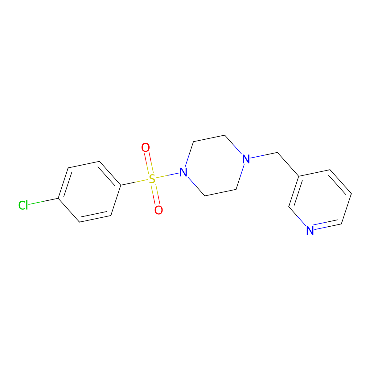 1-(4-Chloro-benzenesulfonyl)-4-pyridin-3-ylmethyl-piperazine molecular structure, CAS 123828-72-8