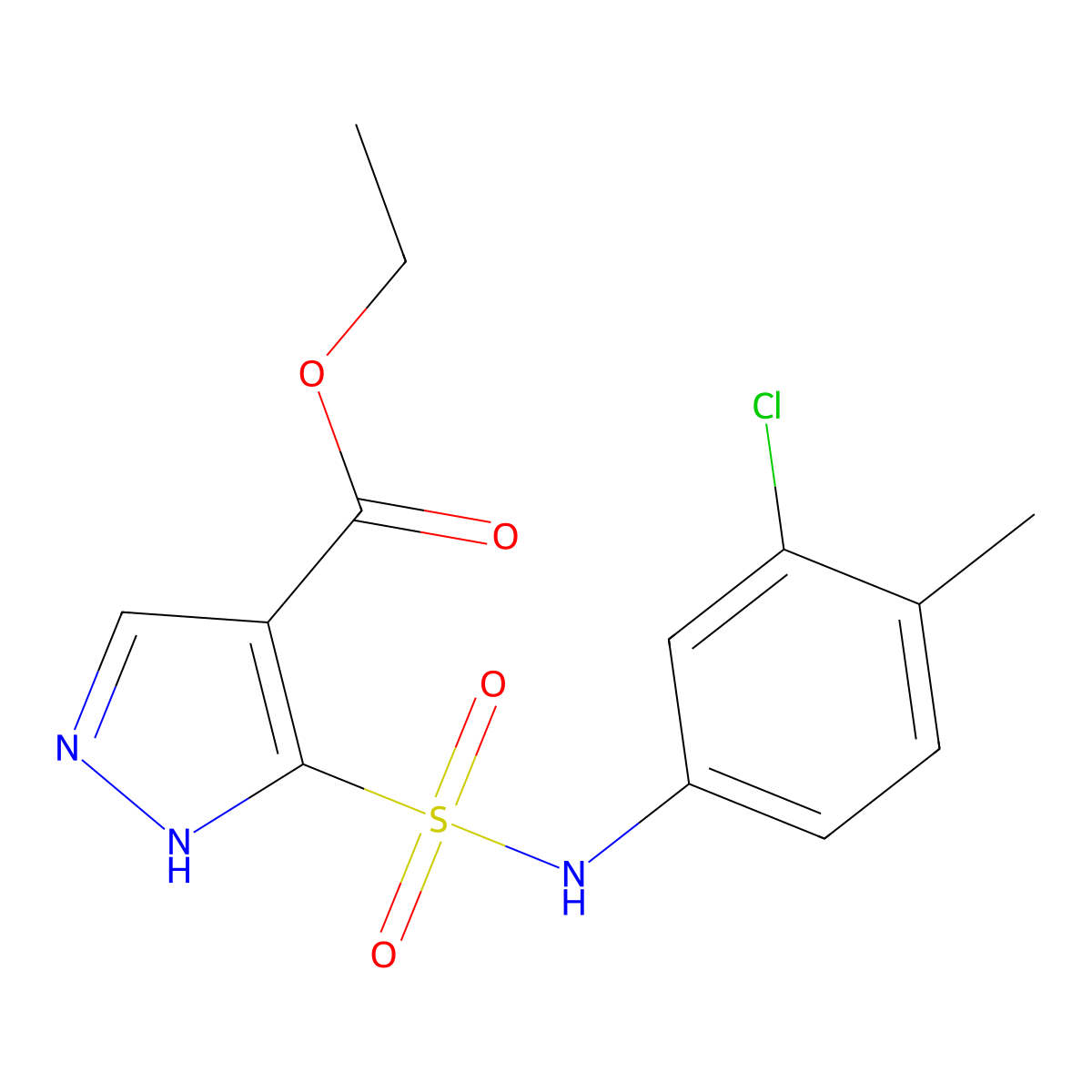 ethyl 5-[(3-chloro-4-methylphenyl)sulfamoyl]-1H-pyrazole-4-carboxylate molecular structure, CAS 1238281-89-4