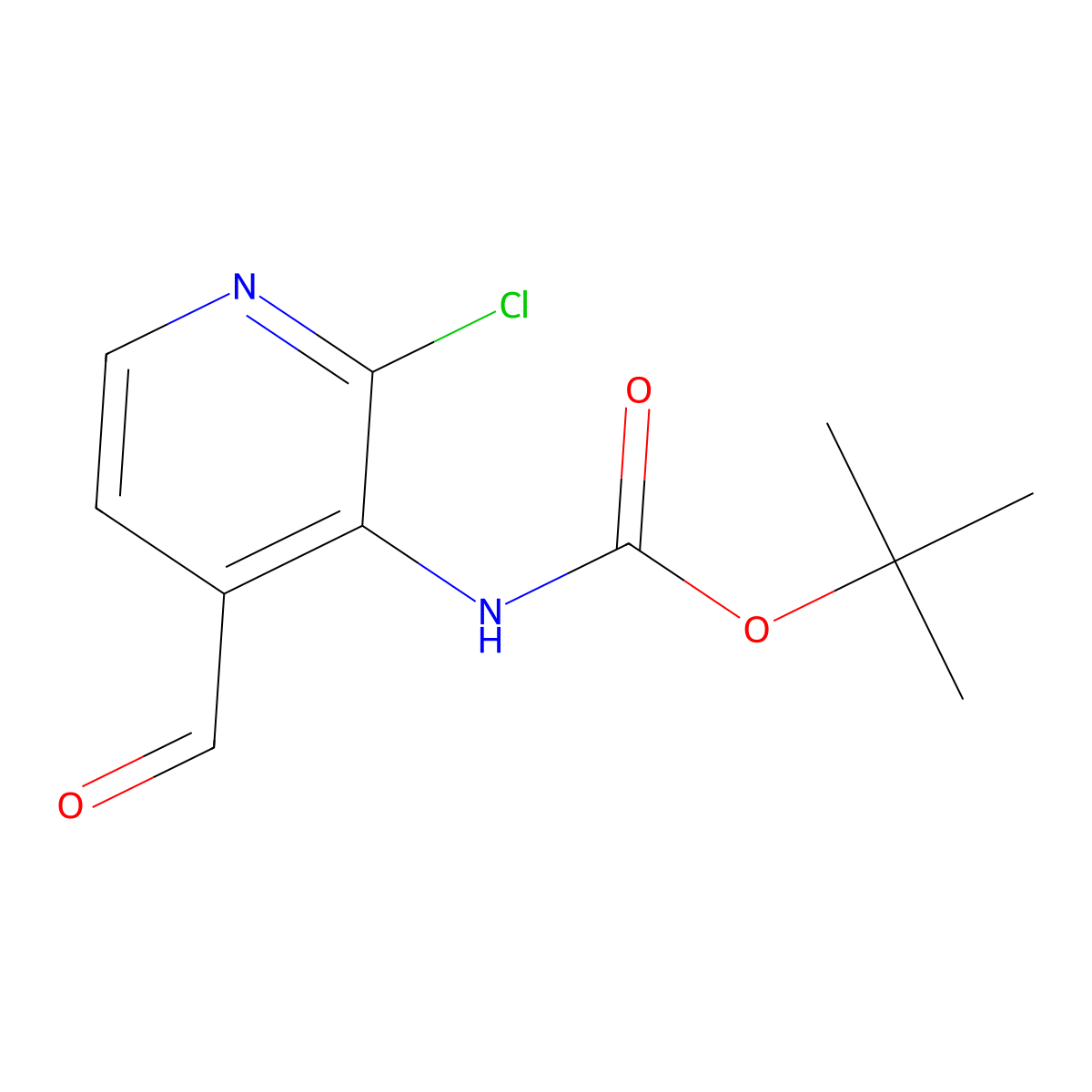 tert-Butyl (2-chloro-4-formylpyridin-3-yl)carbamate molecular structure, CAS 1238324-73-6