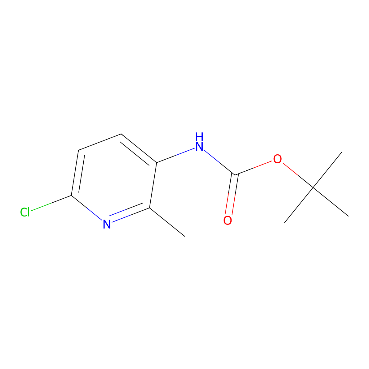 Tert-butyl 6-chloro-2-methylpyridin-3-ylcarbamate molecular structure, CAS 1238324-80-5