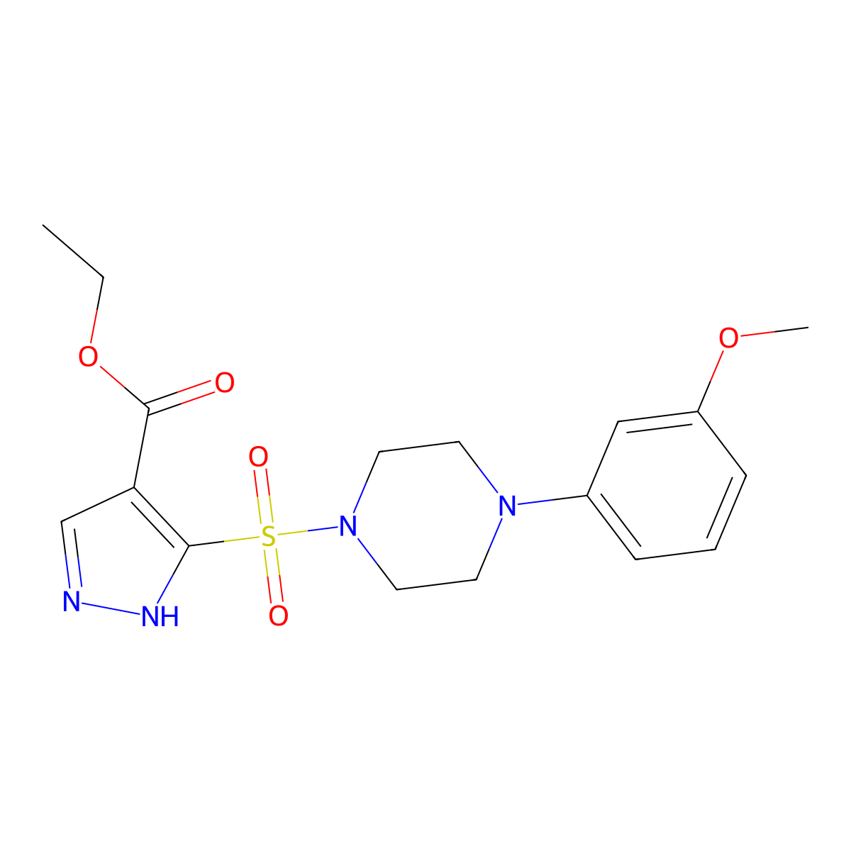 ethyl 5-{[4-(3-methoxyphenyl)piperazin-1-yl]sulfonyl}-1H-pyrazole-4-carboxylate molecular structure, CAS 1238340-41-4