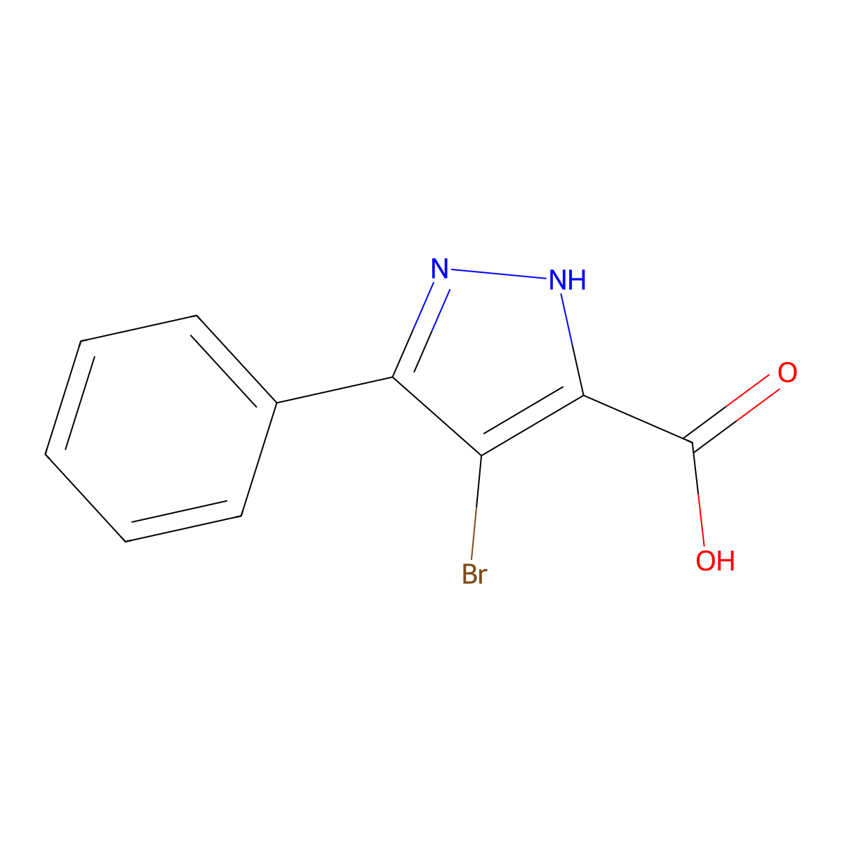 4-bromo-3-phenyl-1H-pyrazole-5-carboxylic acid molecular structure, CAS 1238384-46-7