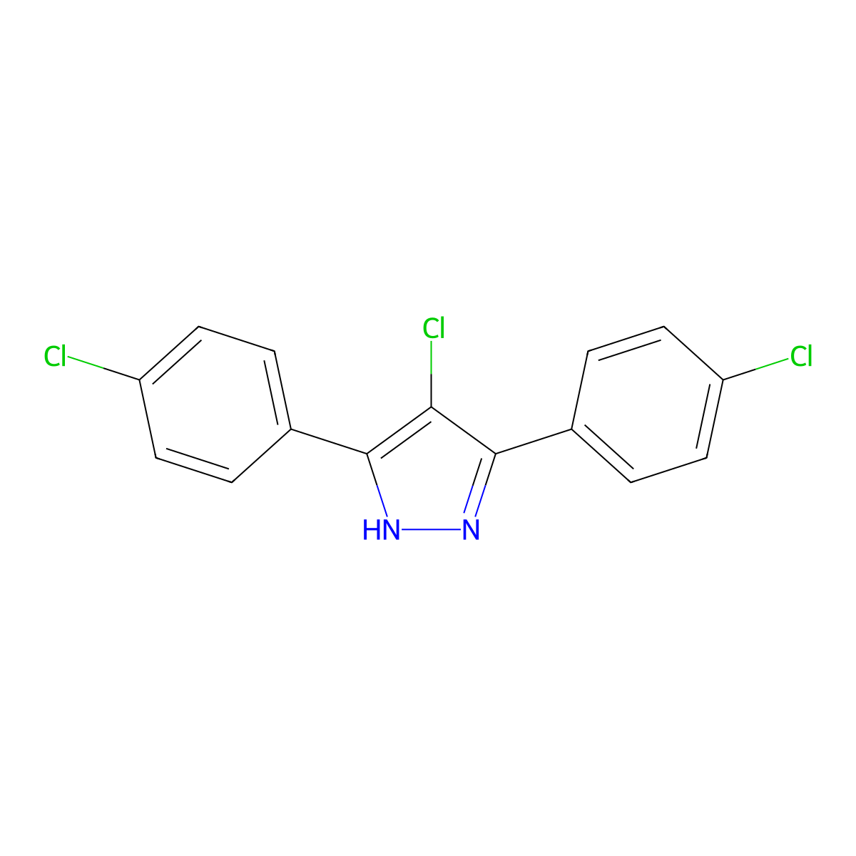 4-chloro-3,5-bis(4-chlorophenyl)-1H-pyrazole molecular structure, CAS 1238384-78-5