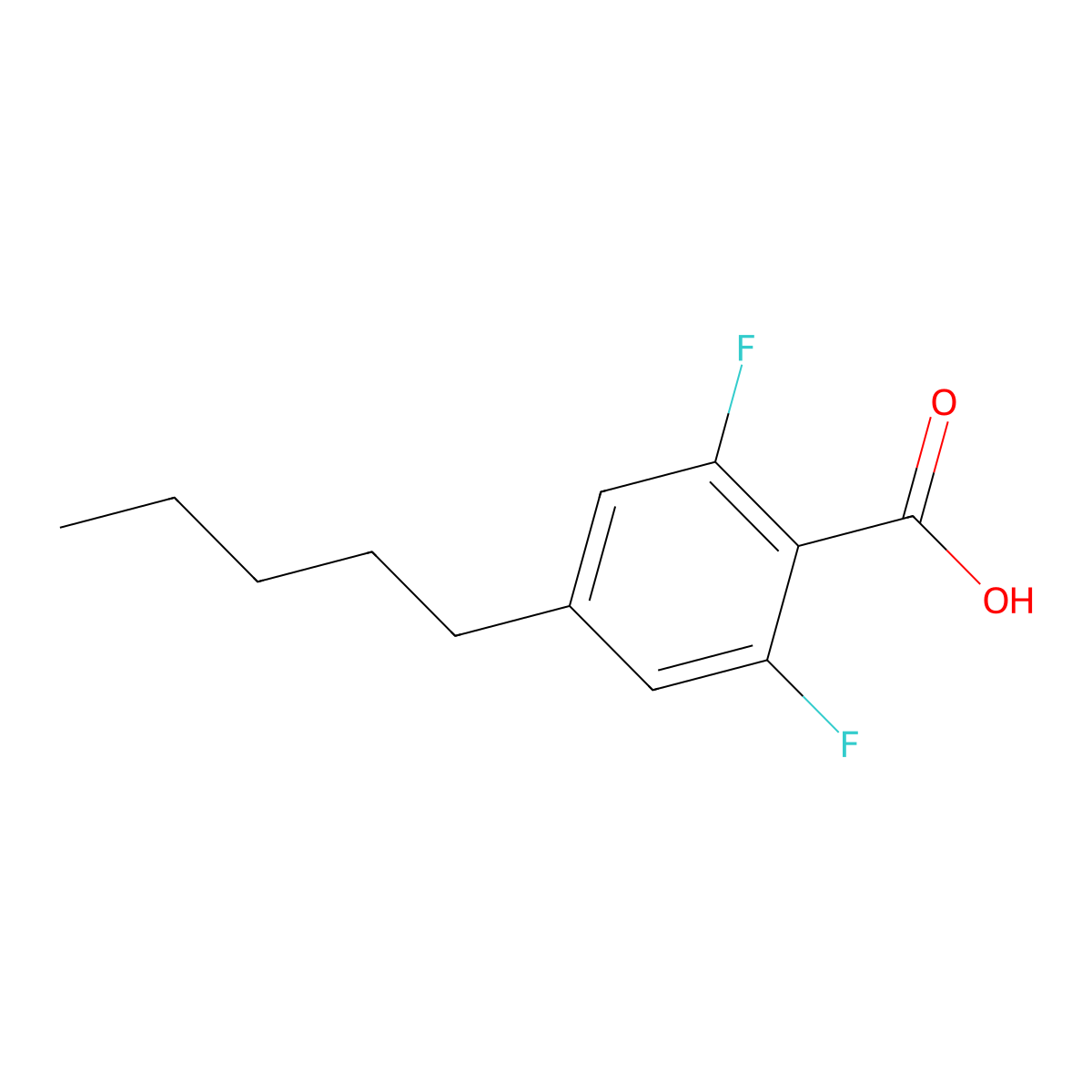 2,6-Difluoro-4-pentylbenzoic acid molecular structure, CAS 123843-55-0