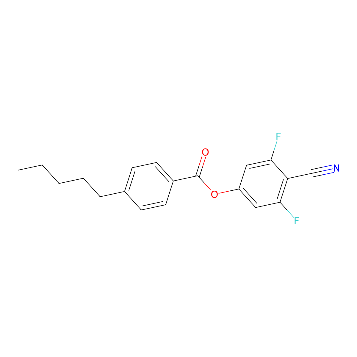 4-Cyano-3,5-difluorophenyl 4-pentylbenzoate molecular structure, CAS 123843-69-6