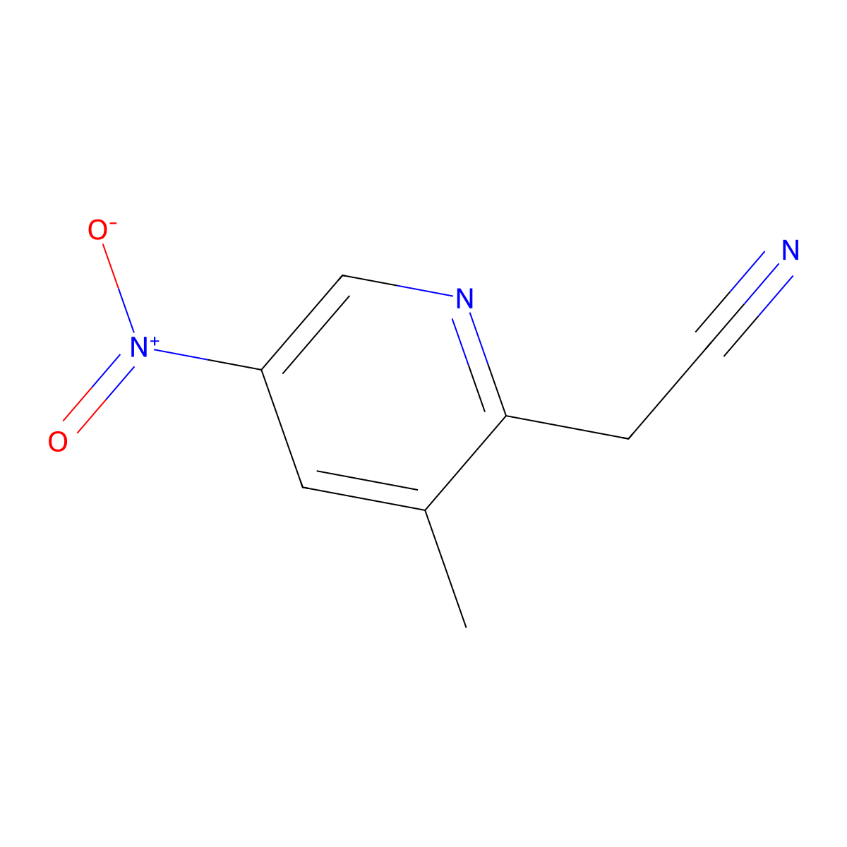 3-Methyl-5-nitro-2-pyridineacetonitrile molecular structure, CAS 123846-67-3