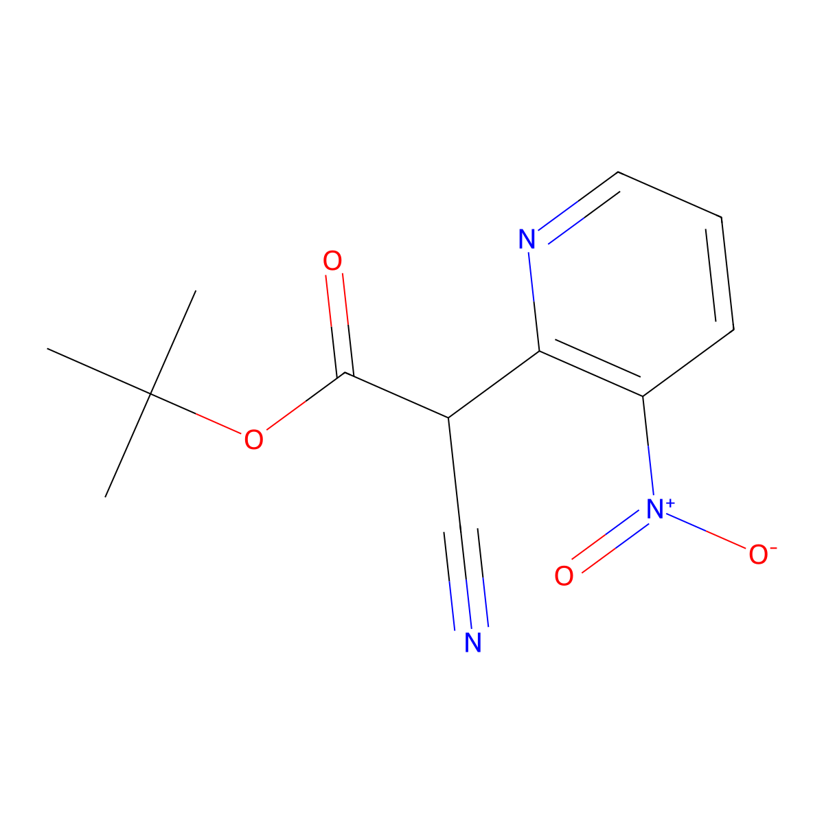 tert-Butyl 2-cyano-2-(3-nitropyridin-2-yl)acetate molecular structure, CAS 123846-70-8