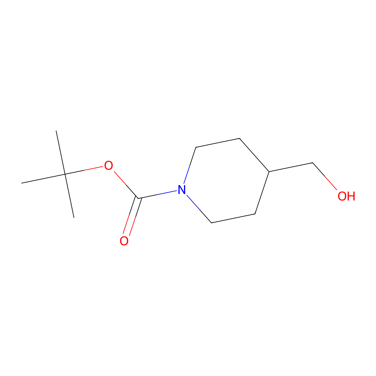 Tert-butyl 4-(hydroxymethyl)piperidine-1-carboxylate molecular structure, CAS 123855-51-6