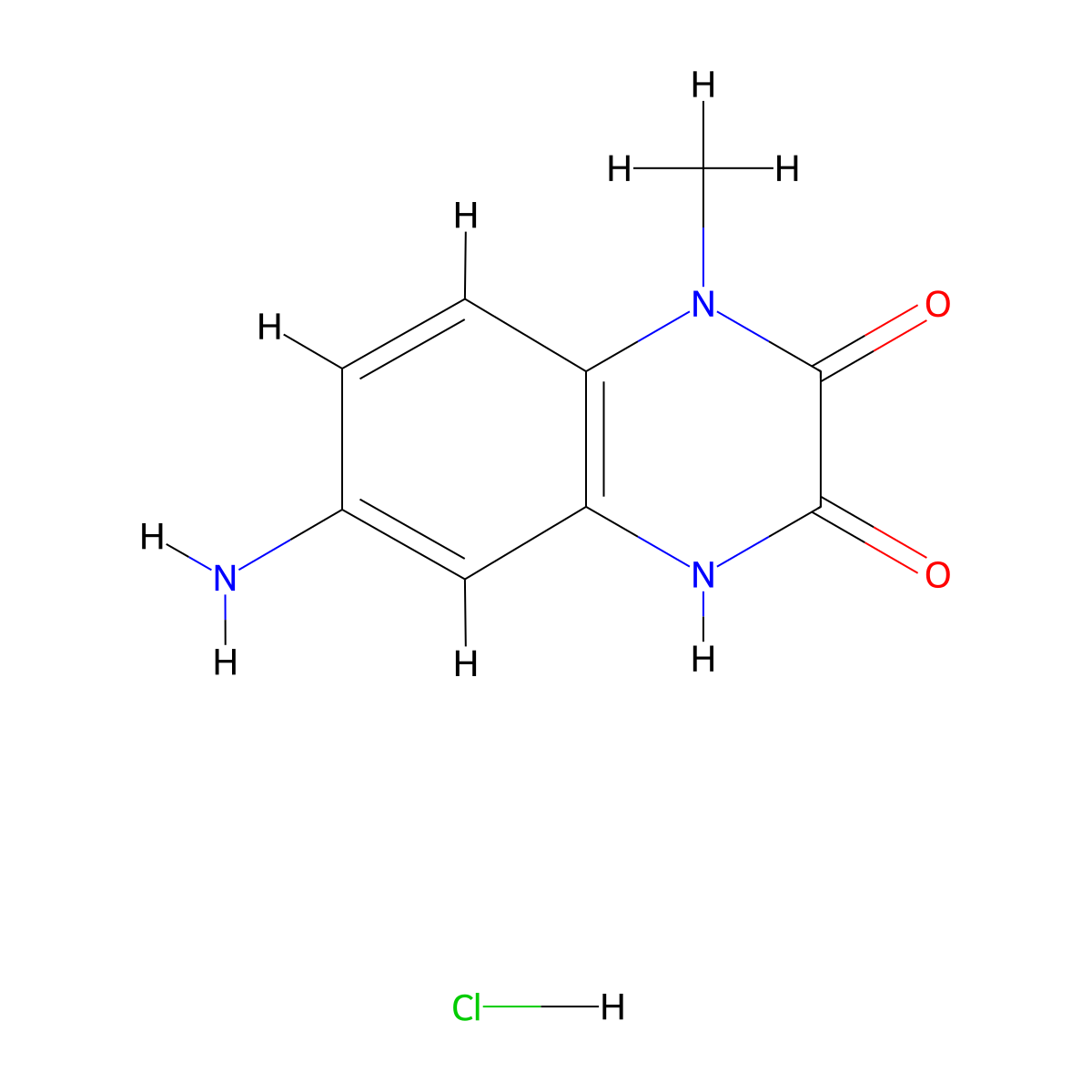 6-amino-3-hydroxy-1-methylquinoxalin-2(1H)-one hydrochloride molecular structure, CAS 123855-78-7