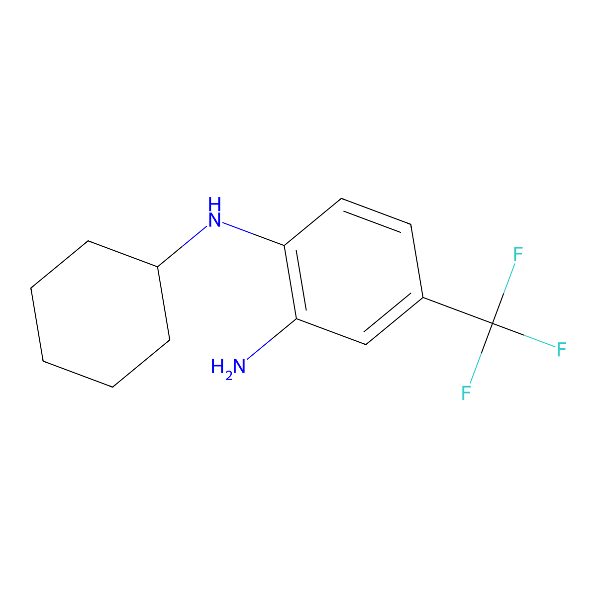 1-N-cyclohexyl-4-(trifluoromethyl)benzene-1,2-diamine molecular structure, CAS 123856-18-8