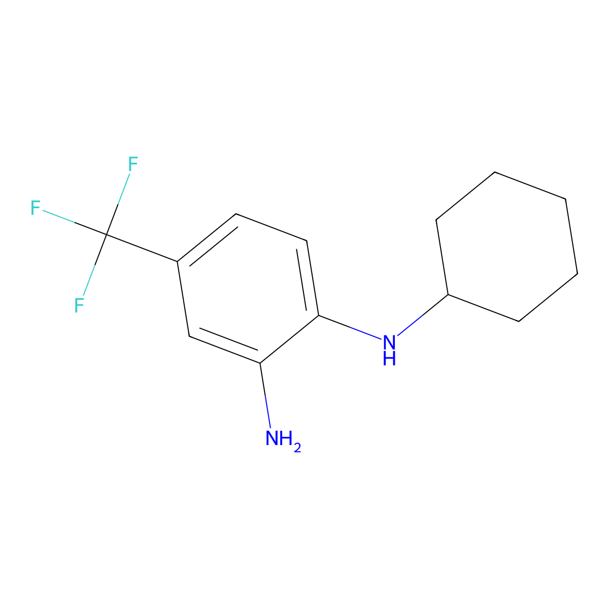 1-N-cyclohexyl-4-(trifluoromethyl)benzene-1,2-diamine molecular structure, CAS 123856-18-8