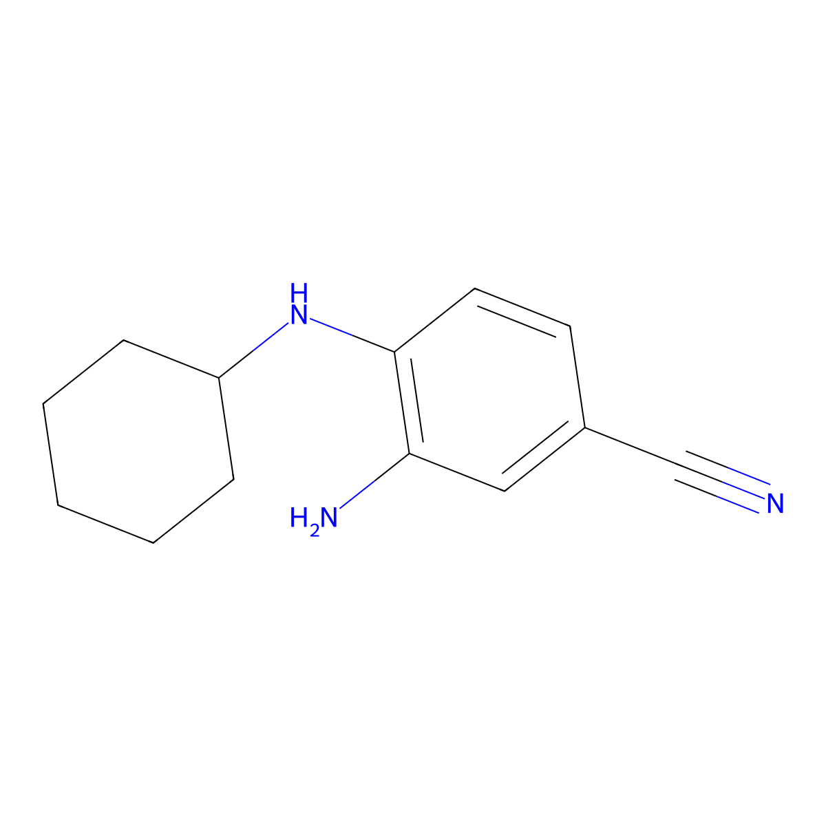 3-Amino-4-(cyclohexylamino)benzonitrile molecular structure, CAS 123856-34-8