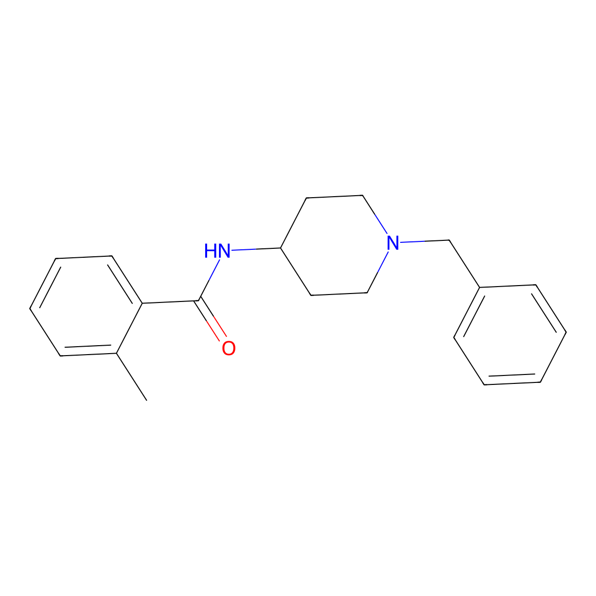 N-(1-benzylpiperidin-4-yl)-2-methylbenzamide molecular structure, CAS 123862-71-5