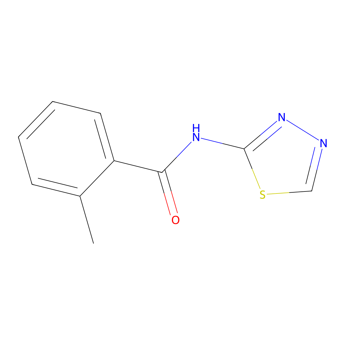 2-Methyl-N-[1,3,4]thiadiazol-2-yl-benzamide molecular structure, CAS 123862-76-0