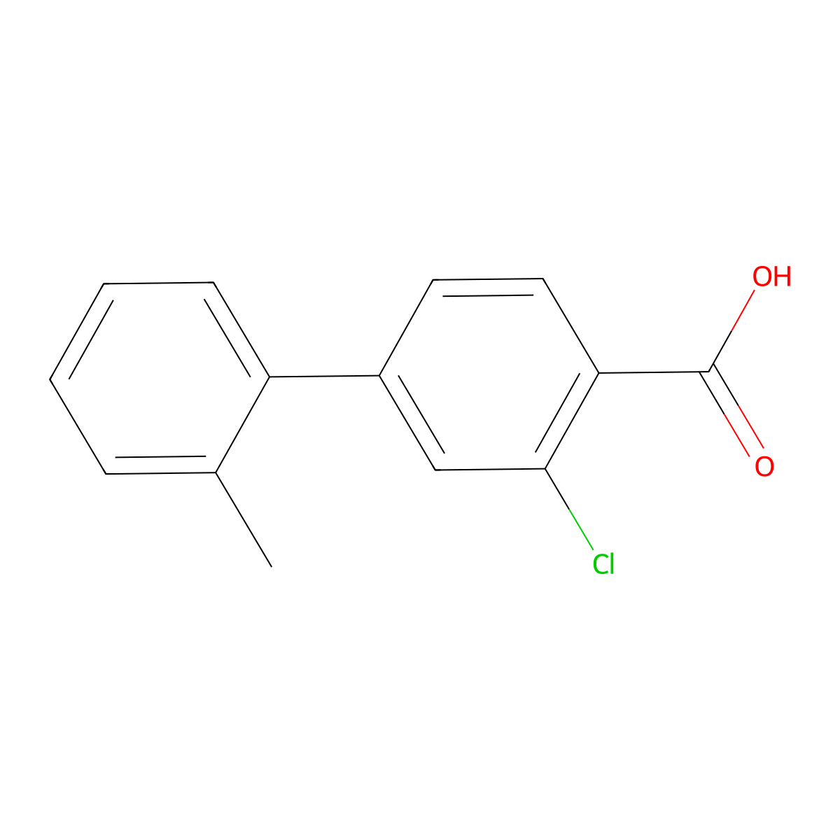 2-Chloro-4-(2-methylphenyl)benzoic acid molecular structure, CAS 1238634-51-9