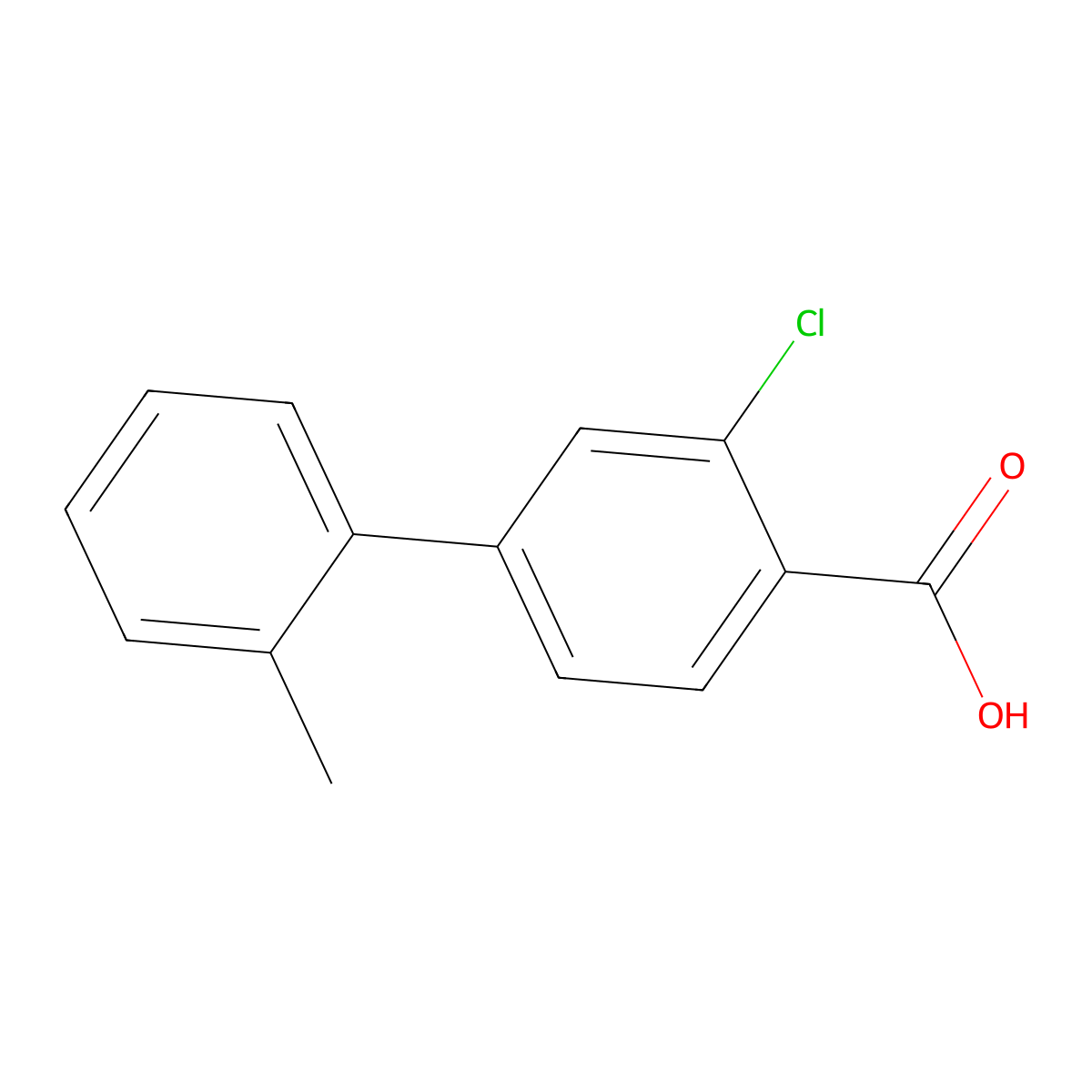 2-Chloro-4-(2-methylphenyl)benzoic acid molecular structure, CAS 1238634-51-9