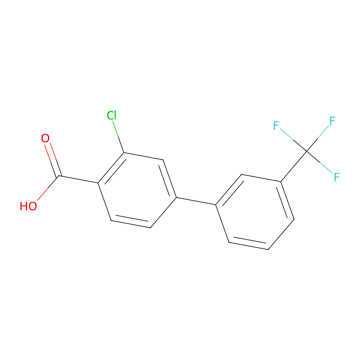 2-Chloro-4-(3-trifluoromethylphenyl)benzoic acid molecular structure, CAS 1238694-75-1
