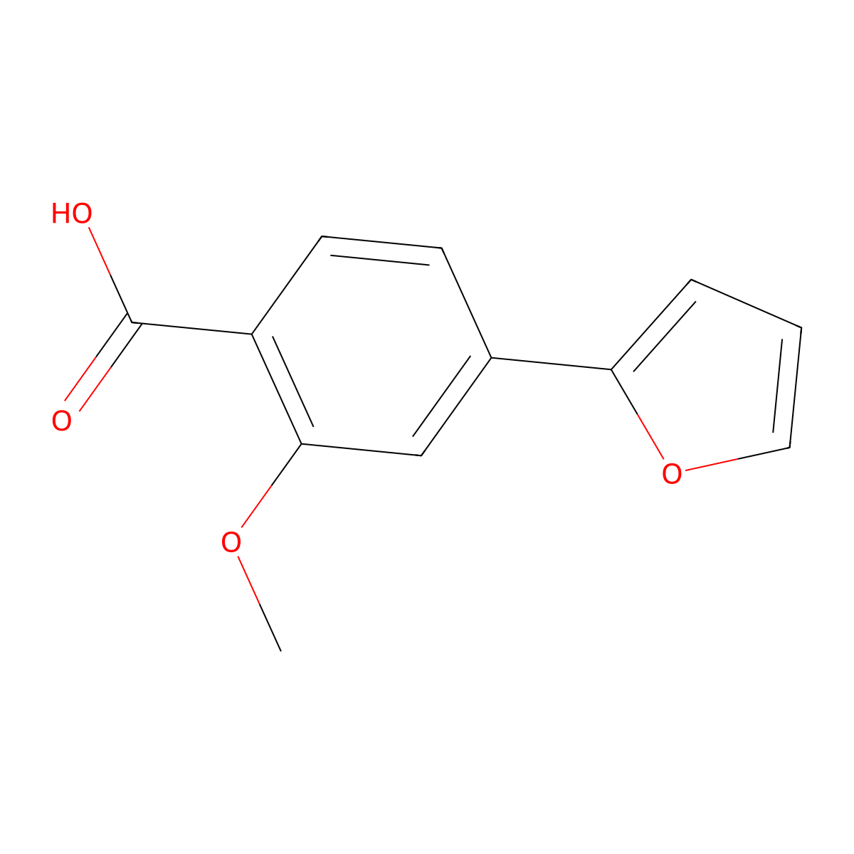 4-(Furan-2-YL)-2-methoxybenzoic acid molecular structure, CAS 1238697-13-6