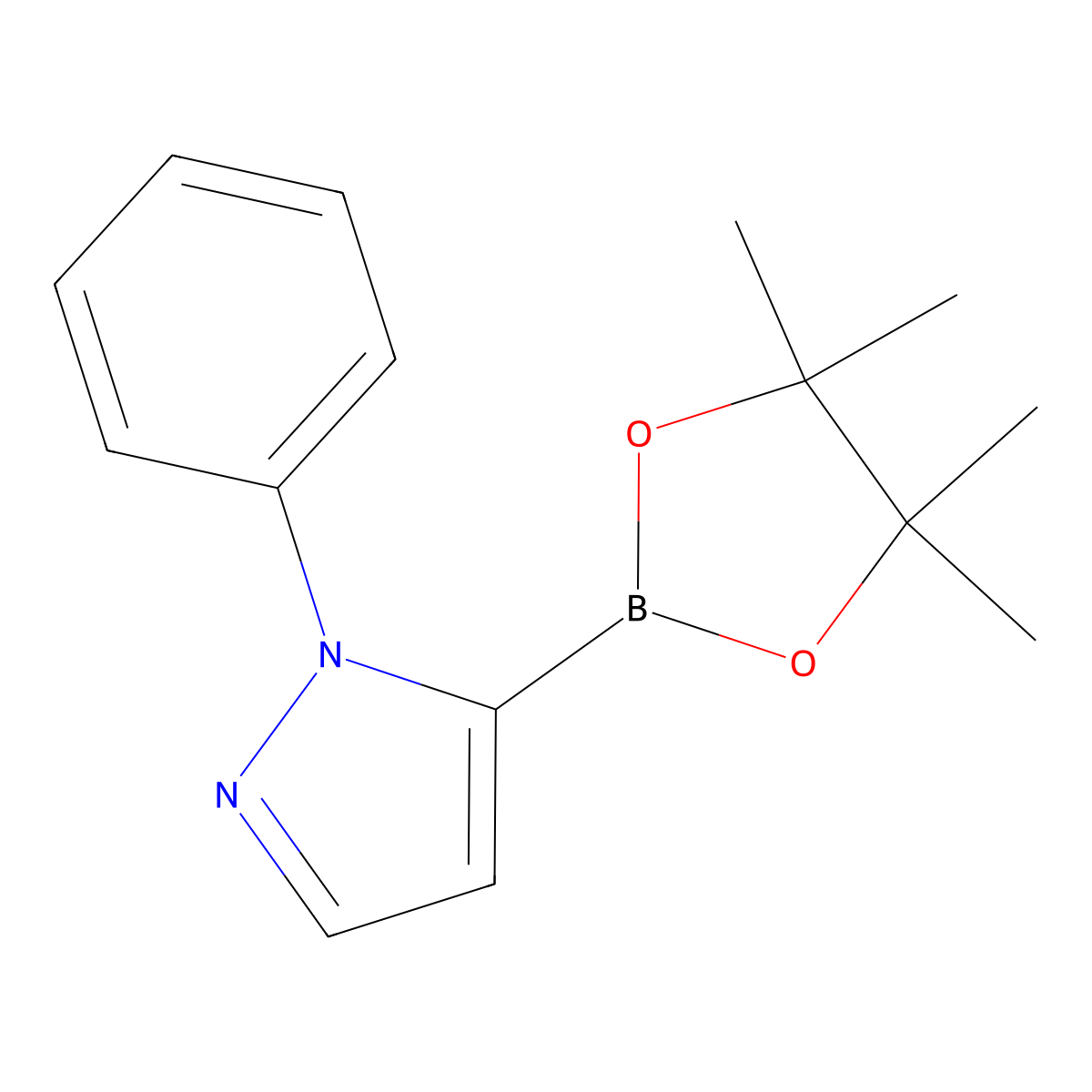 1-Phenyl-5-(4,4,5,5-tetramethyl-1,3,2-dioxaborolan-2-yl)-1H-pyrazole molecular structure, CAS 1238702-58-3
