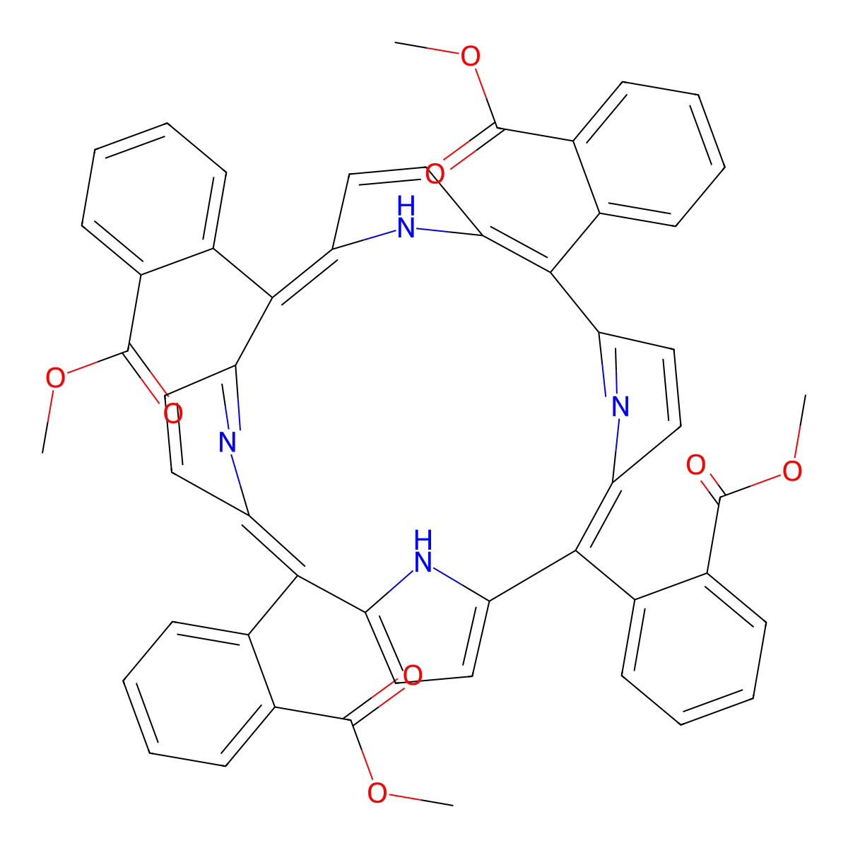 meso-Tetra (2-carboxyphenyl) porphine tetramethyl ester molecular structure, CAS 123878-67-1