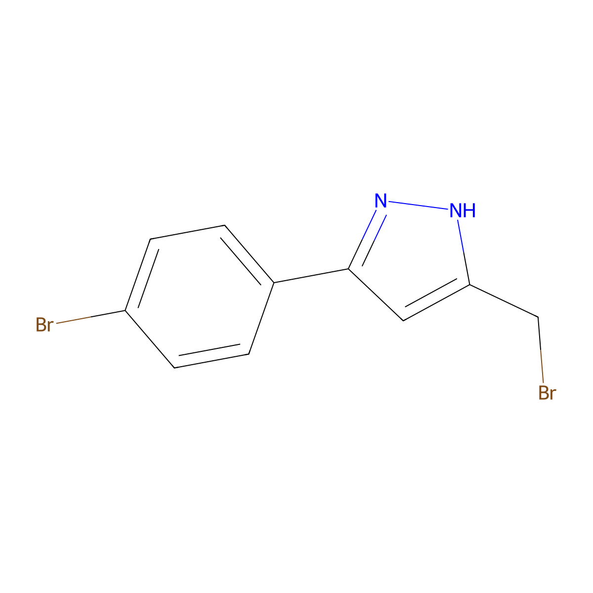 5-(Bromomethyl)-3-(4-bromophenyl)-1H-pyrazole molecular structure, CAS 1238854-13-1