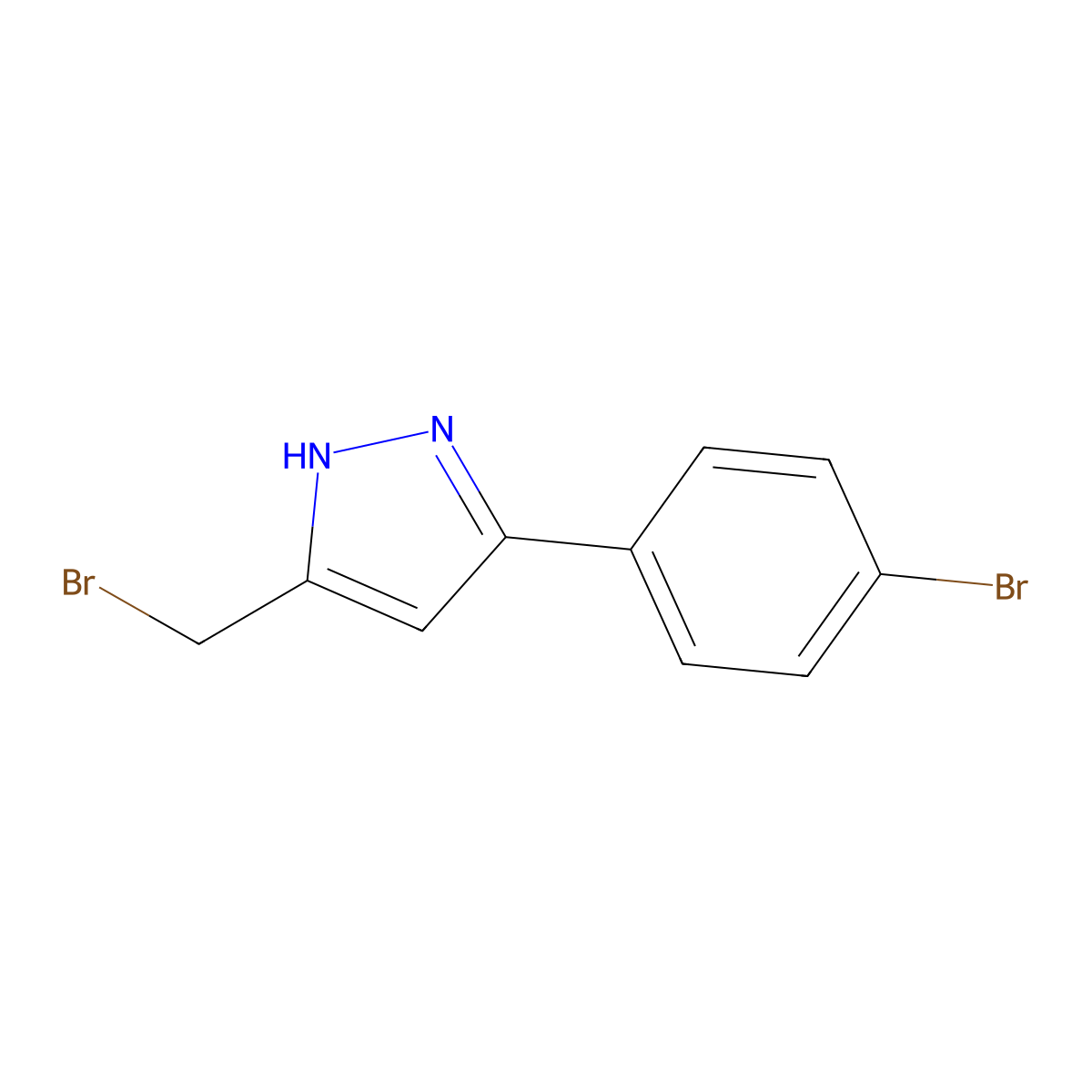 5-(Bromomethyl)-3-(4-bromophenyl)-1H-pyrazole molecular structure, CAS 1238854-13-1