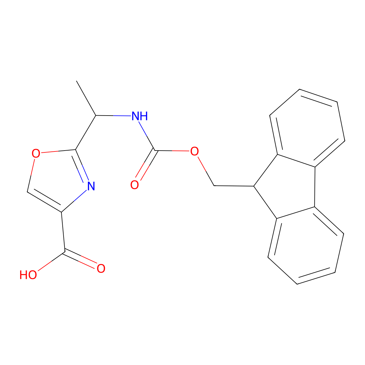2-[(1S)-1-({[(9H-fluoren-9-yl)methoxy]carbonyl}amino)ethyl]-1,3-oxazole-4-carboxylic acid molecular structure, CAS 1238864-24-8