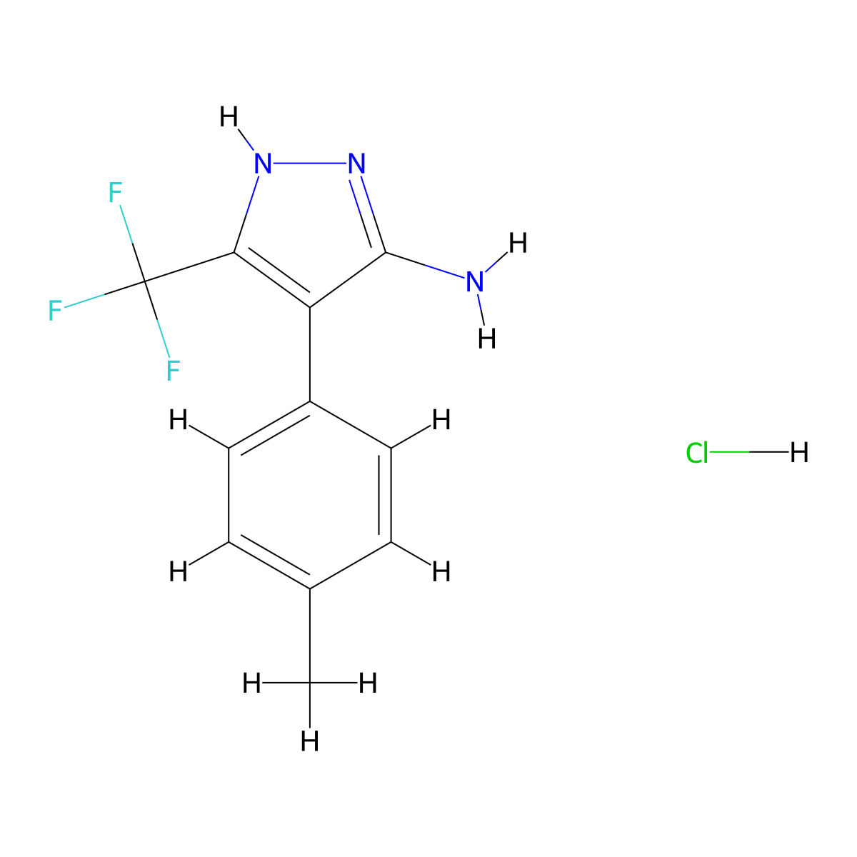4-(p-tolyl)-3-(trifluoromethyl)-1H-pyrazol-5-amine hydrochloride molecular structure, CAS 1238864-82-8