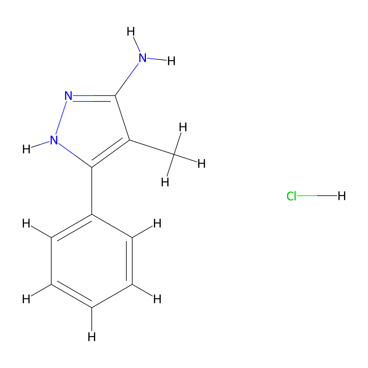 4-methyl-3-phenyl-1H-pyrazol-5-amine hydrochloride molecular structure, CAS 1238871-01-6