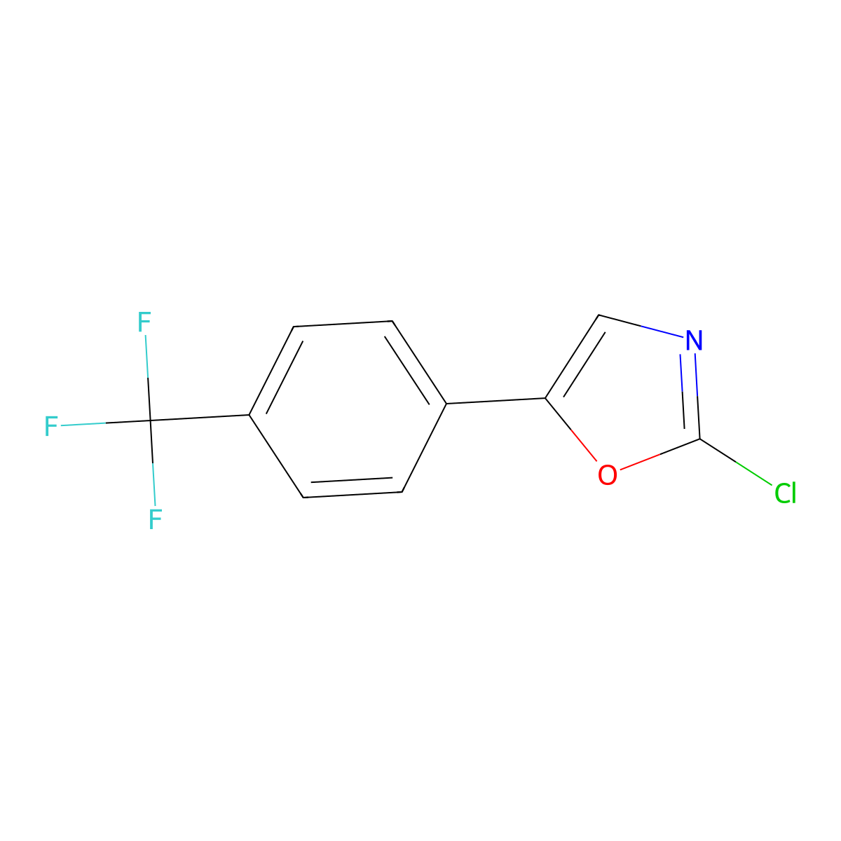 2-Chloro-5-(4-(trifluoromethyl)phenyl)oxazole molecular structure, CAS 1238893-96-3