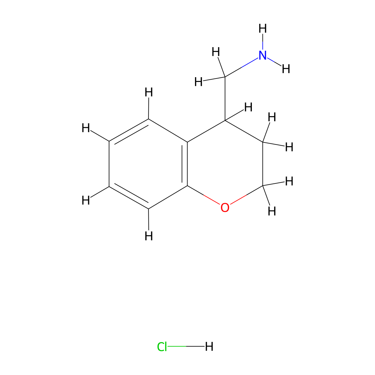 Chroman-4-ylmethanamine hydrochloride molecular structure, CAS 123891-63-4