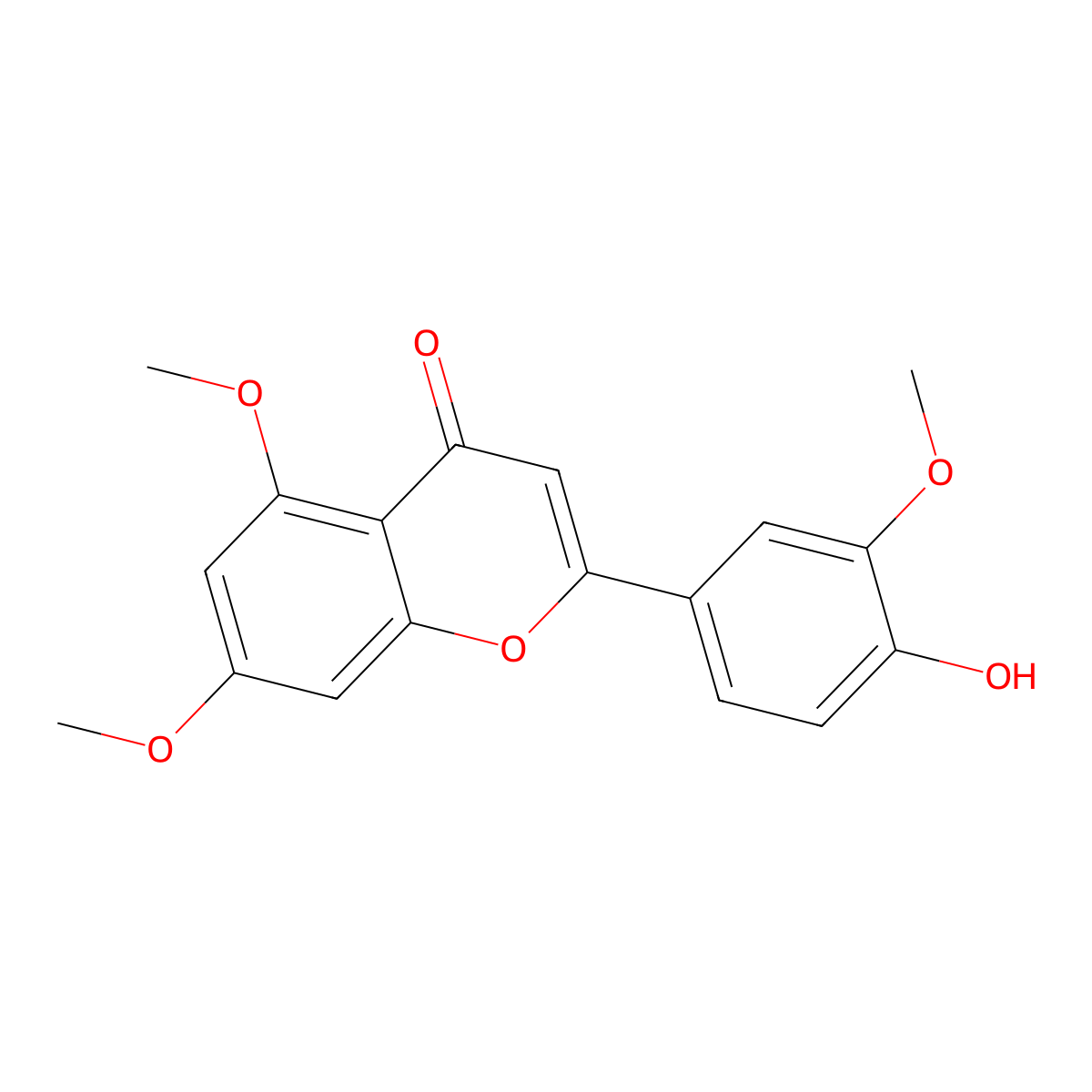 4'-Hydroxy-3',5,7-trimethoxyflavone molecular structure, CAS 1239-68-5